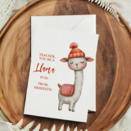 Tarjeta Festiva Cute Llama Día del Maestro Agradecimiento San Vale