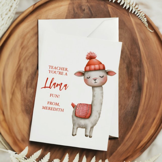 Tarjeta Festiva Cute Llama Teacher Appreciation Valentine (Subido por el creador)