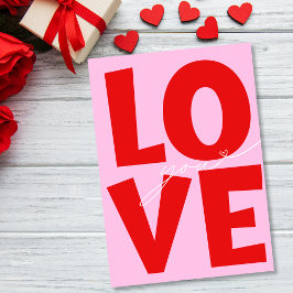 Tarjeta Festiva Cute Love You Corazón Rosa Rojo Día de San Valentí