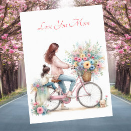 Tarjeta Festiva Cute madre madre niña acuática Día de la Madre