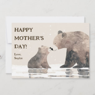 Tarjeta Festiva Cute Mama Bear y Cub Happy Mother's Day Card