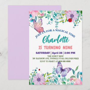 Tarjeta Festiva Cute mariposa Polka punto floral Flor cumpleaños