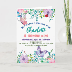 Tarjeta Festiva Cute mariposa Polka punto floral Flor cumpleaños