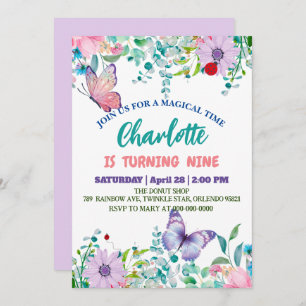 Tarjeta Festiva Cute mariposa Polka punto floral Flor cumpleaños