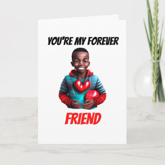 Tarjeta Festiva Cute melanin chico para siempre amigo bestias