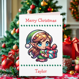 Tarjeta Festiva Cute Merry Christmas Child's | Word Search Inside