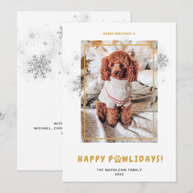 Tarjeta Festiva Cute Merry Christmas Happy PAWlidays Mascota Photo (Anverso / Reverso)