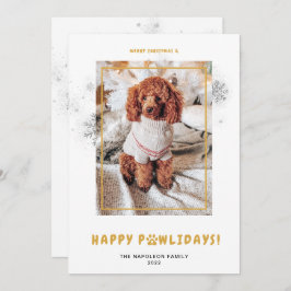 Tarjeta Festiva Cute Merry Christmas Happy PAWlidays Mascota Photo