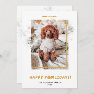 Tarjeta Festiva Cute Merry Christmas Happy PAWlidays Mascota Photo