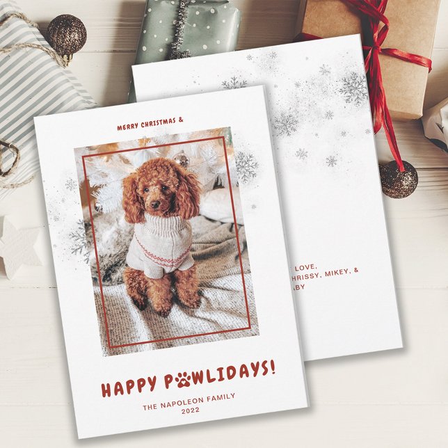 Tarjeta Festiva Cute Merry Christmas Happy PAWlidays Mascota Photo (Subido por el creador)