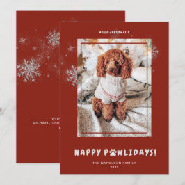 Tarjeta Festiva Cute Merry Christmas Happy PAWlidays Mascota Photo
