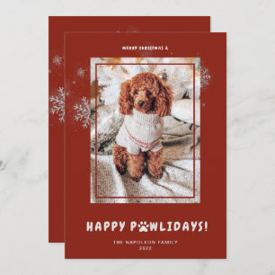 Tarjeta Festiva Cute Merry Christmas Happy PAWlidays Mascota Photo