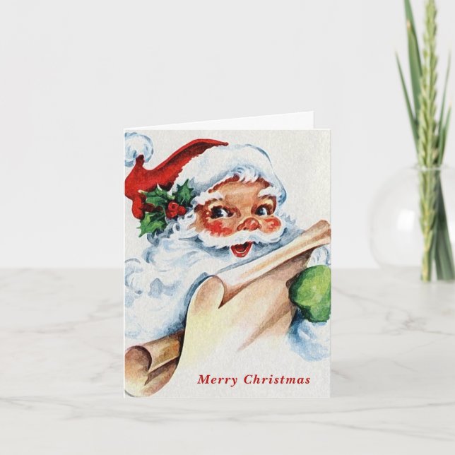 Tarjeta Festiva Cute Merry Christmas Vintage Santa Claus (Anverso)