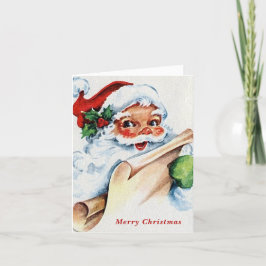 Tarjeta Festiva Cute Merry Christmas Vintage Santa Claus