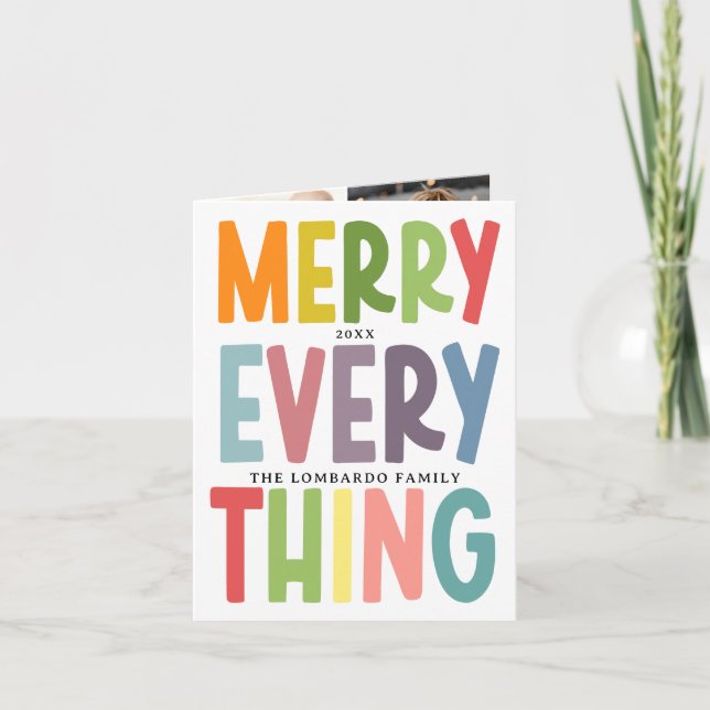 Tarjeta Festiva Cute Merry Everything Inclusive 4 photo COLLAGE (Anverso)