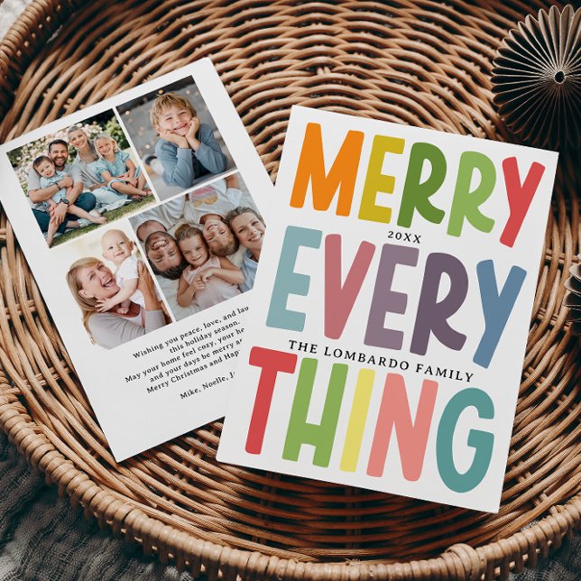 Tarjeta Festiva Cute Merry Everything Inclusive 4 photos collage (Subido por el creador)