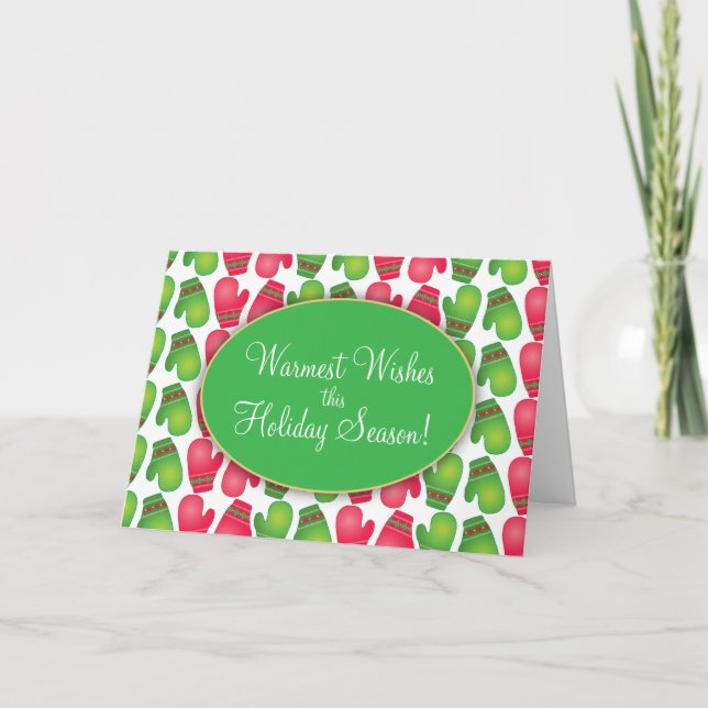 Tarjeta Festiva Cute Mittens Warm Warm Navidades (Anverso)
