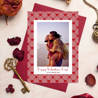 Tarjeta Festiva Cute Modern Red Hearts Foto Día de San Valentín