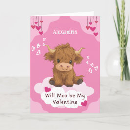 Tarjeta Festiva Cute Moo Vaca de las Highlands San Valentín