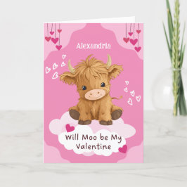Tarjeta Festiva Cute Moo Vaca de las Highlands San Valentín