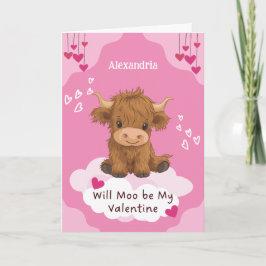 Tarjeta Festiva Cute Moo Vaca Highland Valentine