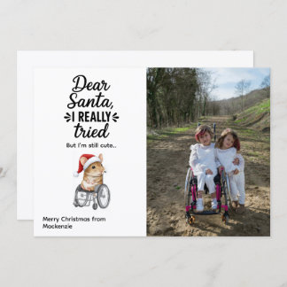 Tarjeta Festiva Cute Mouse in a Wheelchair Inclusive Christmas