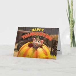 Tarjeta Festiva Cute Mouse in Pumpkin – Happy Thanksgiving Farm