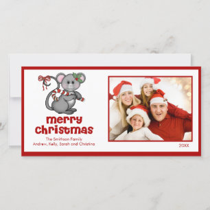 Tarjeta Festiva CUTE Mouse Merry Christmas Family Photo Card