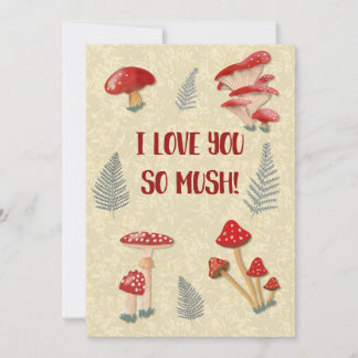 Tarjeta Festiva  Cute Mushroom Pun I Love You So Mush