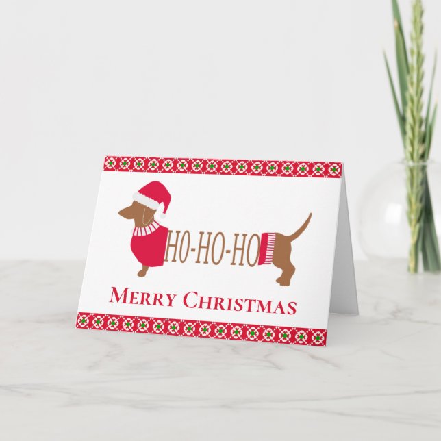 Tarjeta Festiva Cute Navidades Dachshund Dog (Anverso)
