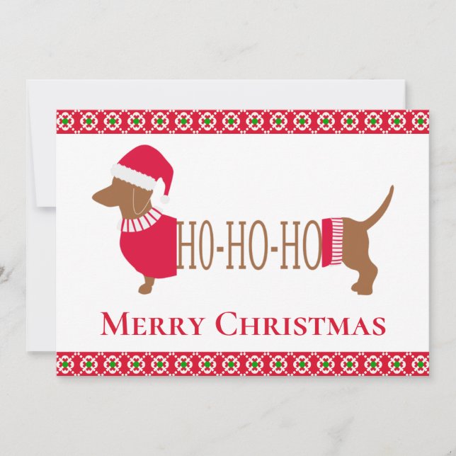 Tarjeta Festiva Cute Navidades Dachshund Dog (Anverso)