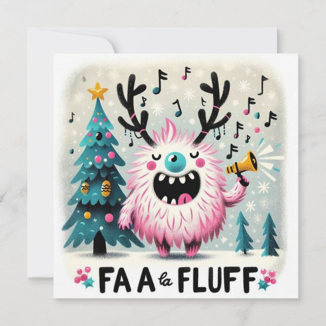 Tarjeta Festiva Cute Navidades: "fa la fluff" (Anverso)