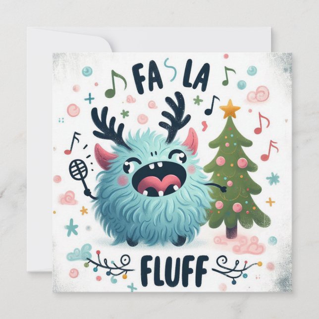 Tarjeta Festiva Cute Navidades: "fa la fluff" (Anverso)