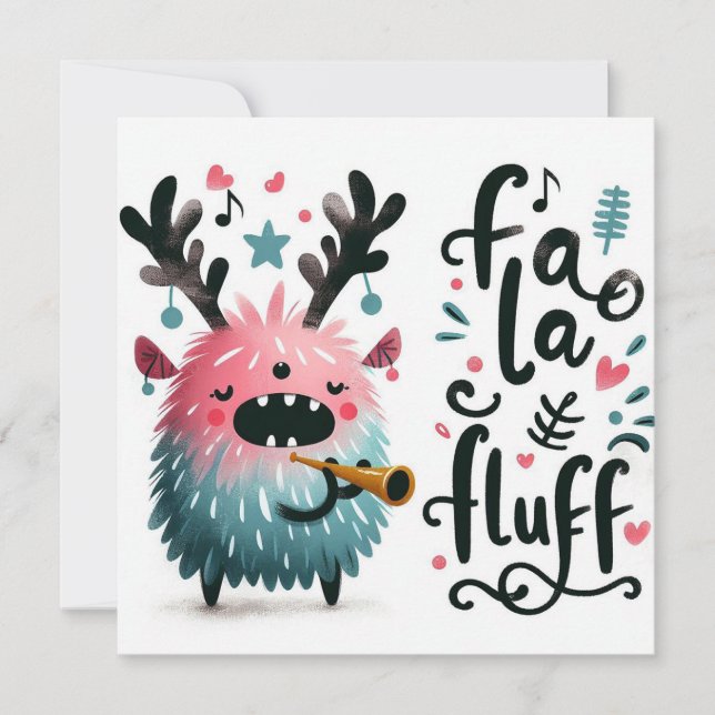 Tarjeta Festiva Cute Navidades: "fa la fluff" (Anverso)
