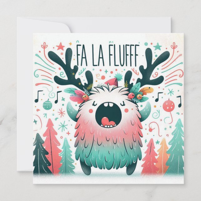 Tarjeta Festiva Cute Navidades: "fa la fluff" (Anverso)