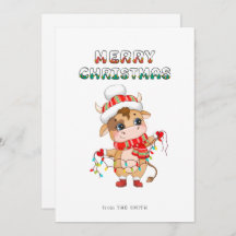 Cute Navidades Vaca con traje de invierno