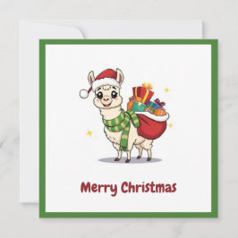 Tarjeta Festiva Cute Nice Funny Winter Alpaca Santa Claus