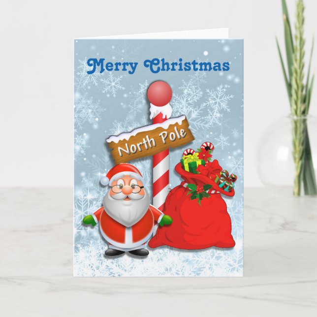 Tarjeta Festiva Cute North Pole Santa Card (Anverso)
