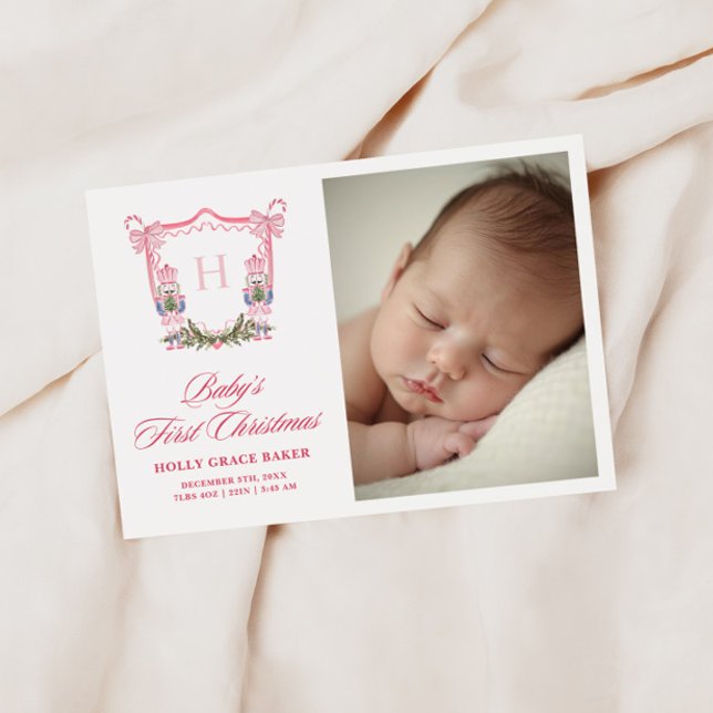 Tarjeta Festiva Cute Nutcracker Christmas Monogram Crest Baby (Subido por el creador)