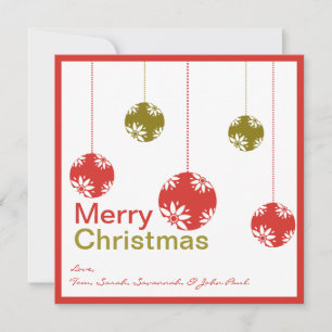 Tarjeta Festiva Cute Ornaments Merry Christmas Cards