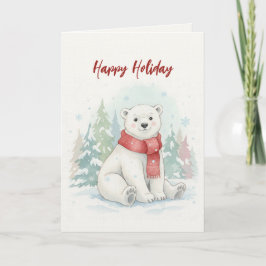 Tarjeta Festiva Cute oso polar de acuarela Invierno 