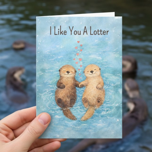 Tarjeta Festiva Cute Otter Valentine animal love (Subido por el creador)