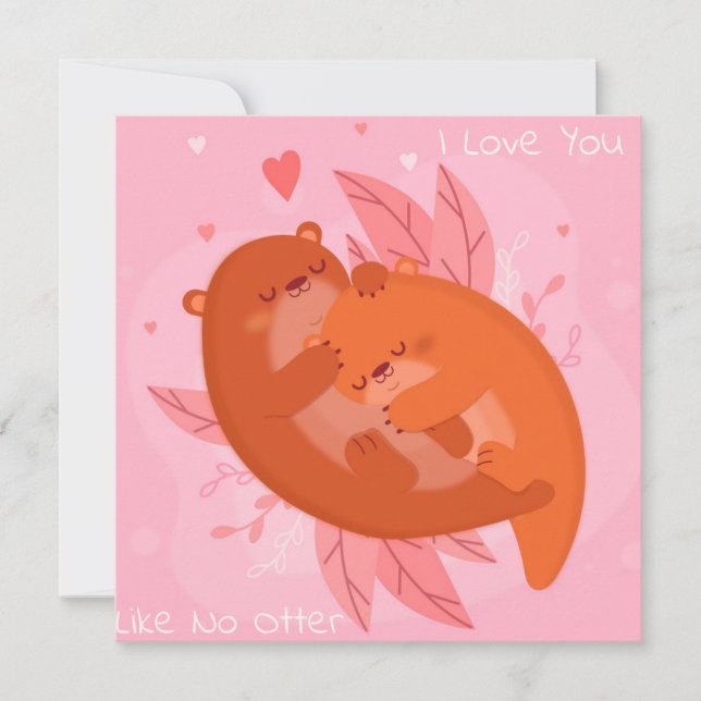 Tarjeta Festiva Cute Otters (Anverso)