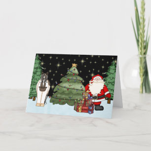Tarjeta Festiva Cute Paint Horse and Santa Clause Navidades