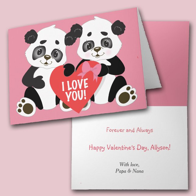 Tarjeta Festiva Cute Panda Bears Valentine (Subido por el creador)