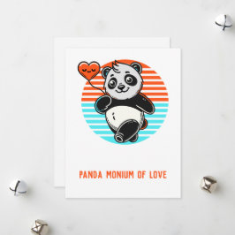 Tarjeta Festiva Cute Panda "Panda-monium of Love"