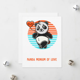 Tarjeta Festiva Cute Panda "Panda-monium of Love"
