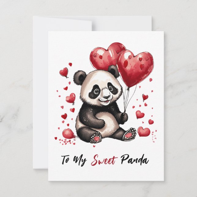 Tarjeta Festiva Cute panda personalizado valentine (Anverso)