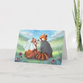 Tarjeta Festiva Cute Par De Panda Rojo Enamorada