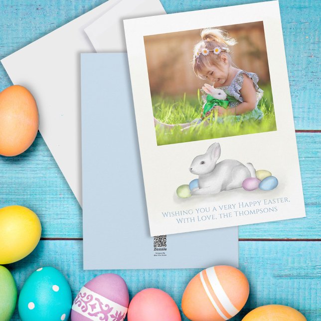 Tarjeta Festiva Cute Pastel Easter Bunny Simple Classic Photo (Subido por el creador)